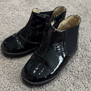 Shiny Black Kids Boots